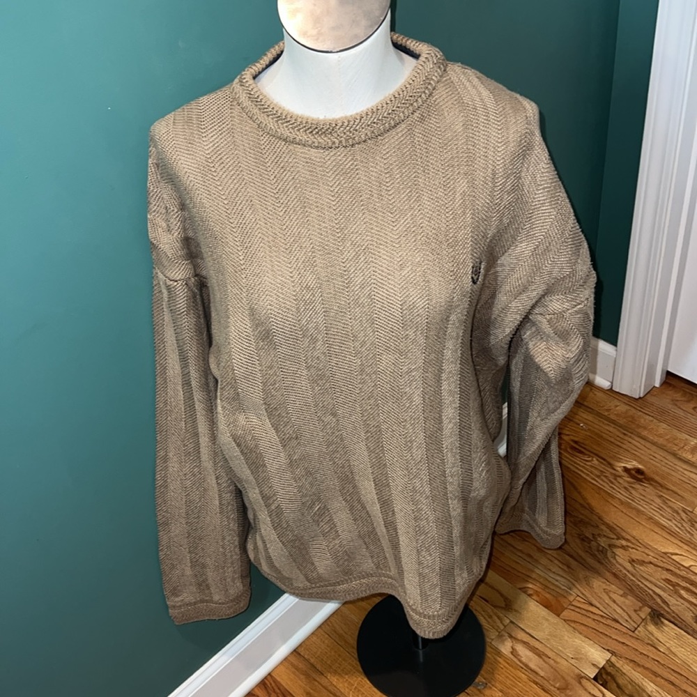 Men’s CHAPS Ralph Lauren hand framed tan sweater, size large - Picture 6 of 6